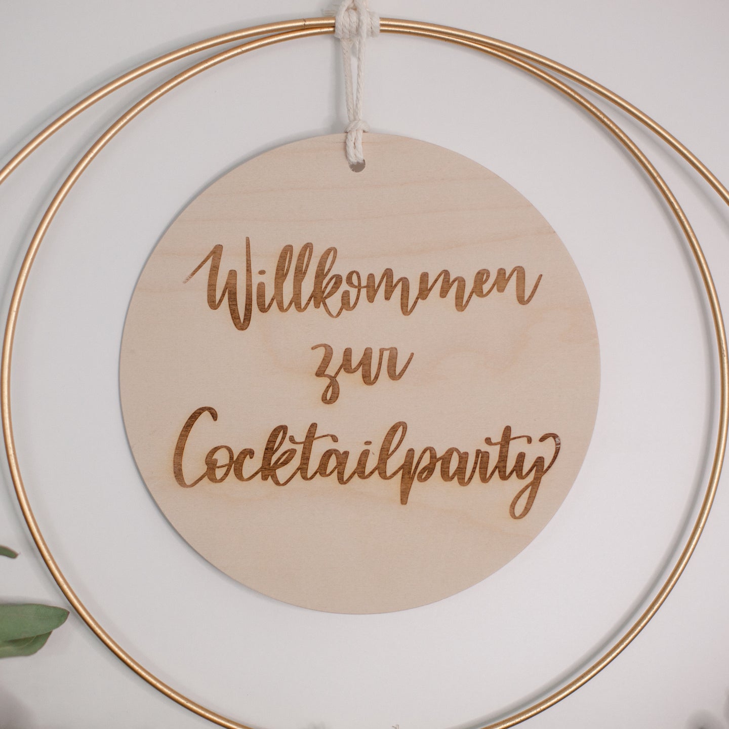 Holzschild Willkommen zur Cocktailparty
